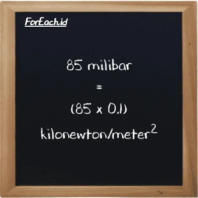 85 milibar setara dengan 8.5 kilonewton/meter<sup>2</sup> (85 mbar setara dengan 8.5 kN/m<sup>2</sup>)